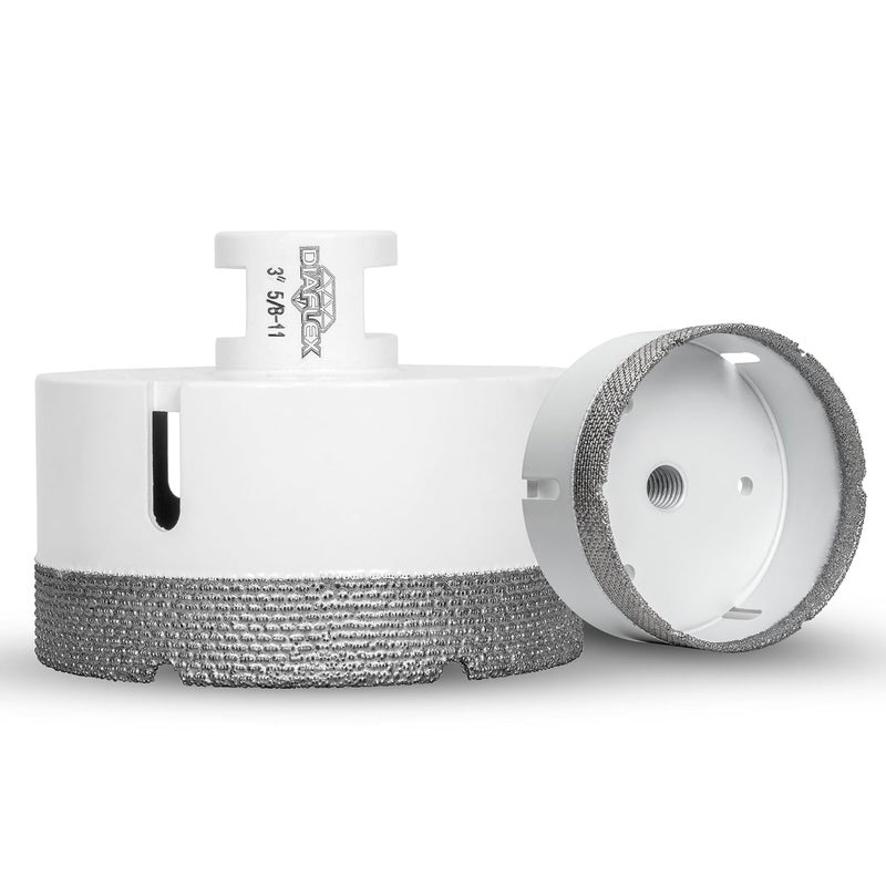 DIAFLEX Premium Brazed Core Bit – 3" Diamond Hole Saw for Porcelain, Ceramic, Stone, Dekton – 5/8"-11 Thread – Fast Clean Cuts – Vacuum Brazed – Wet or Dry Use - Image 1